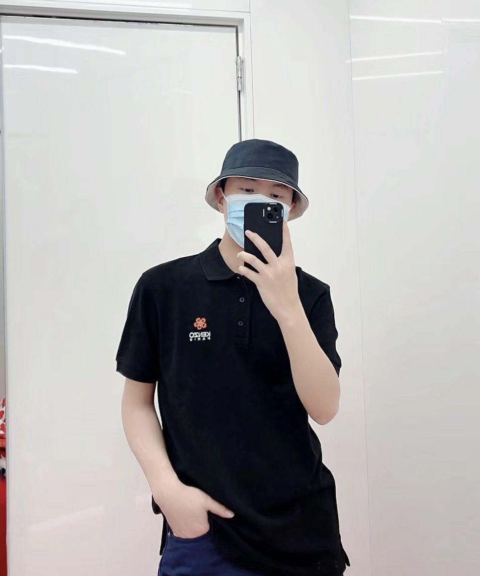 kenzo crabapple flower embroidery POLO short sleeves