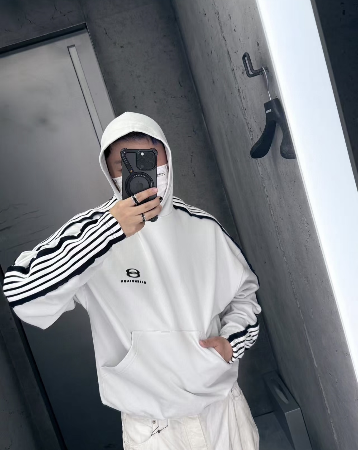 Balanciag@ Tape Panels Sleeve Hoodie