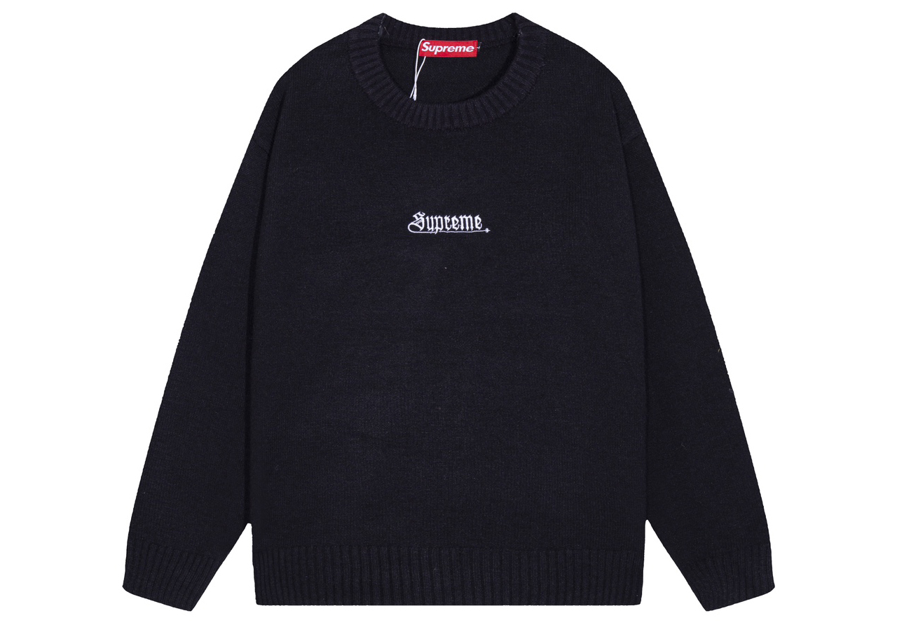 Supreme Embroidered Letter Logo Crewneck Wool Knit Sweater