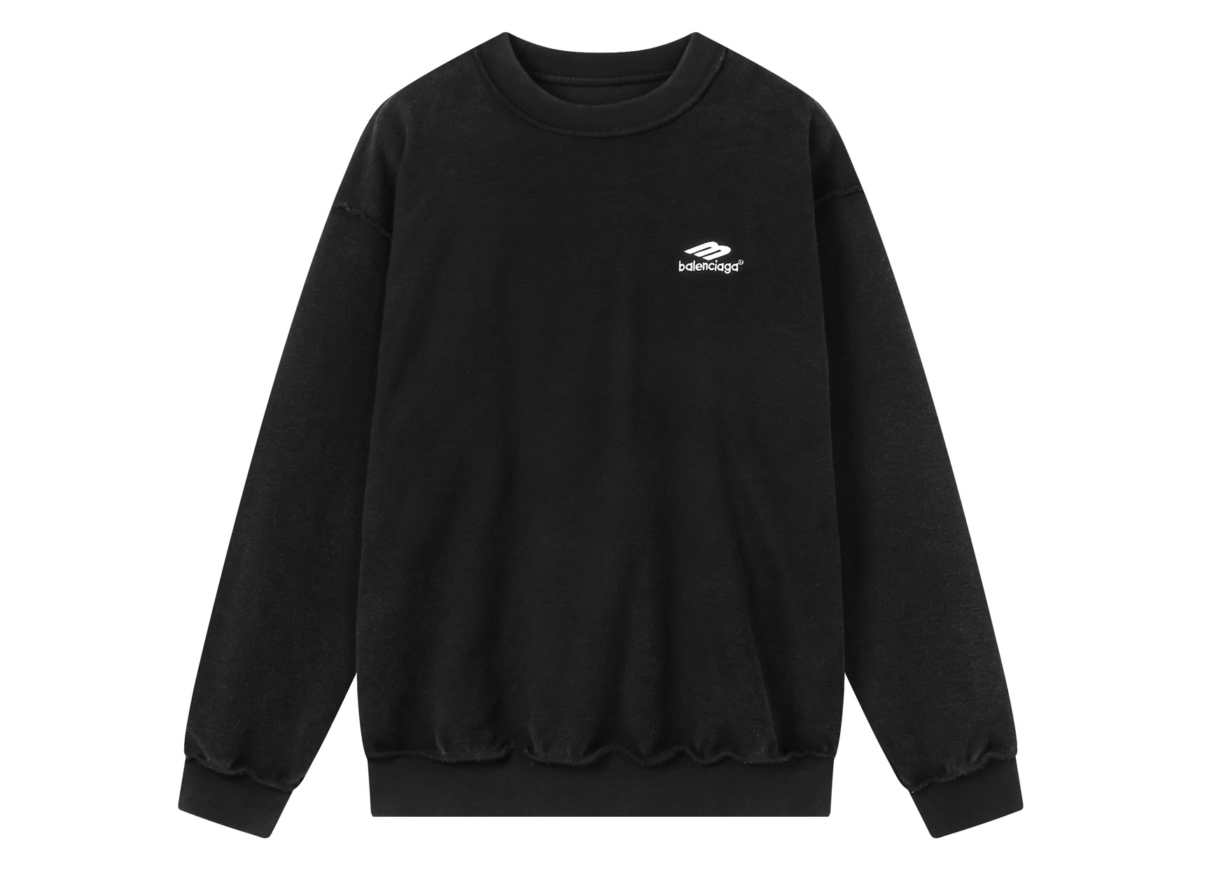 Balanciag@ Reverse Embroidered Washed Crewneck Hoodie FW26