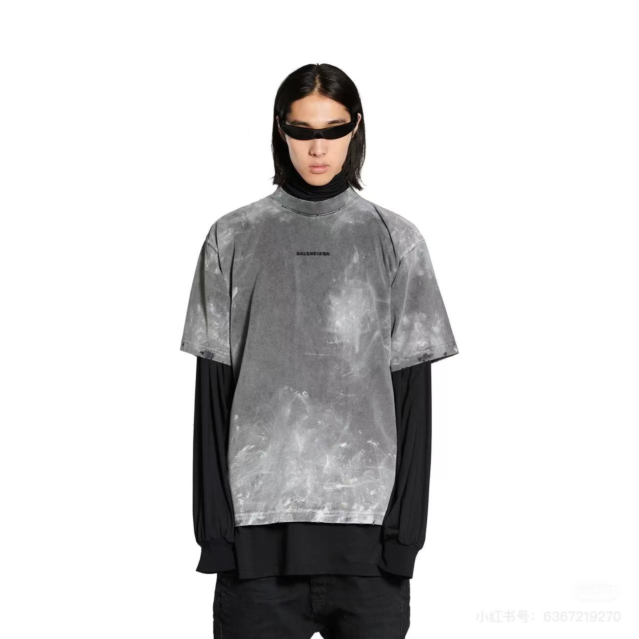 Balanciag@ Washed Distressed Short-Sleeve T-Shirt FW25