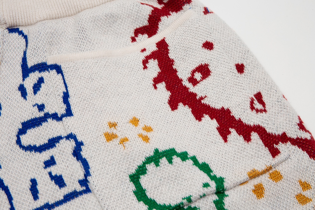 Rhud3 2023ss men's and women's same style cashew flower knitted shorts