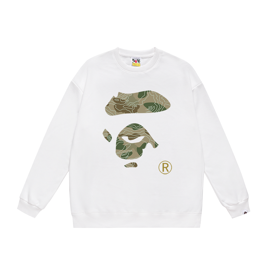 BAPE camo Ape Face logo graphic crewneck sweatshirt