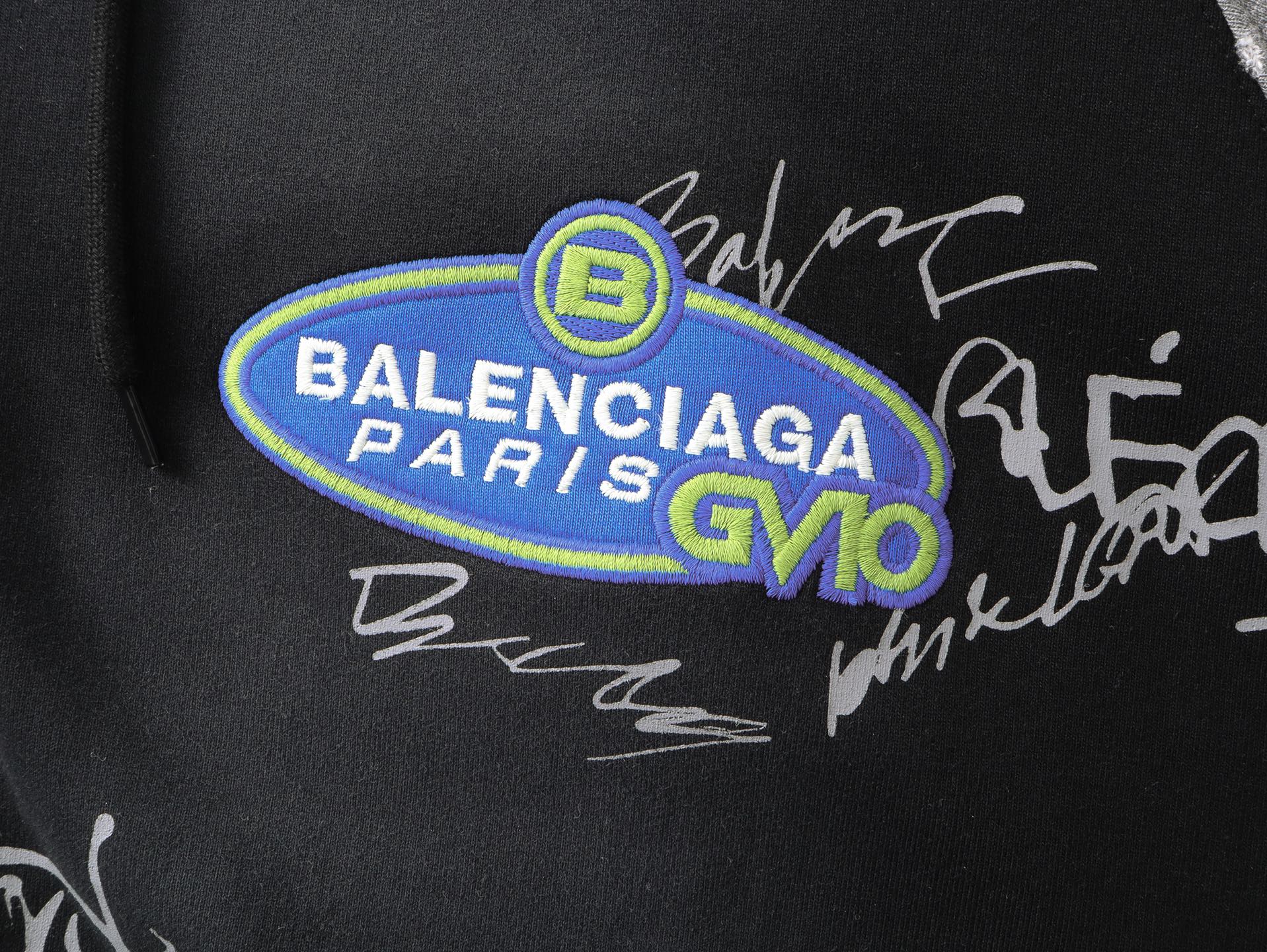 Balanciag@ Signature Print Hand-Painted Graffiti Cardigan Hoodie FW26