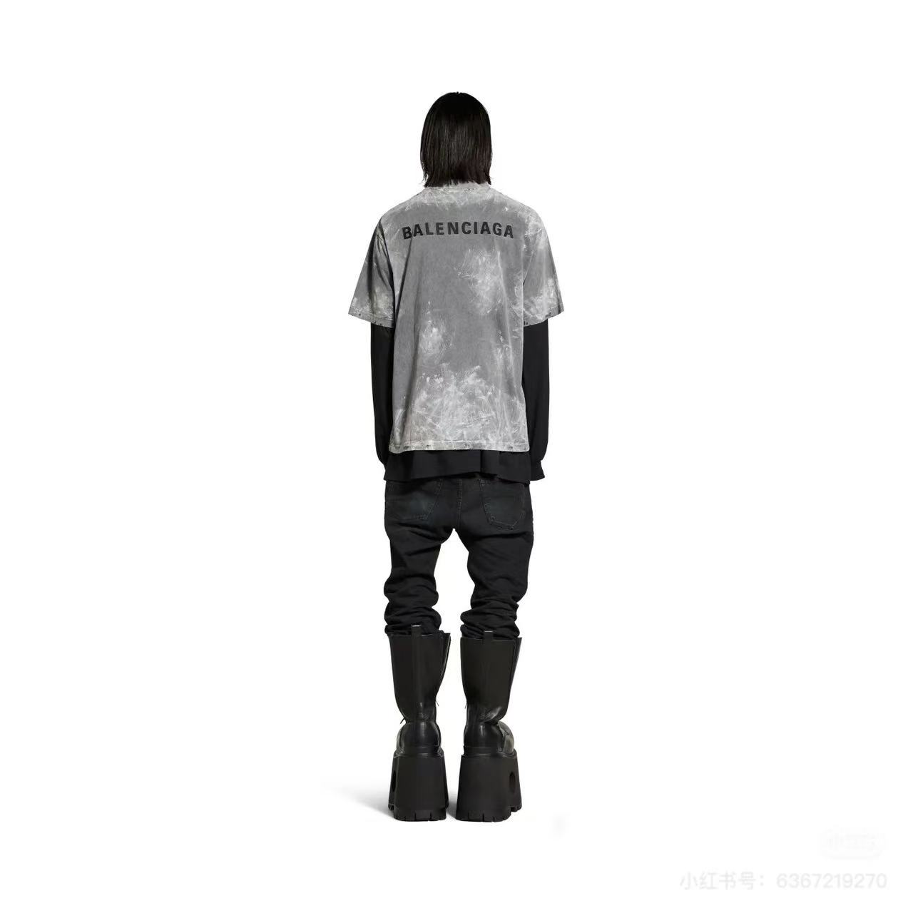 Balanciag@ Washed Distressed Short-Sleeve T-Shirt FW25