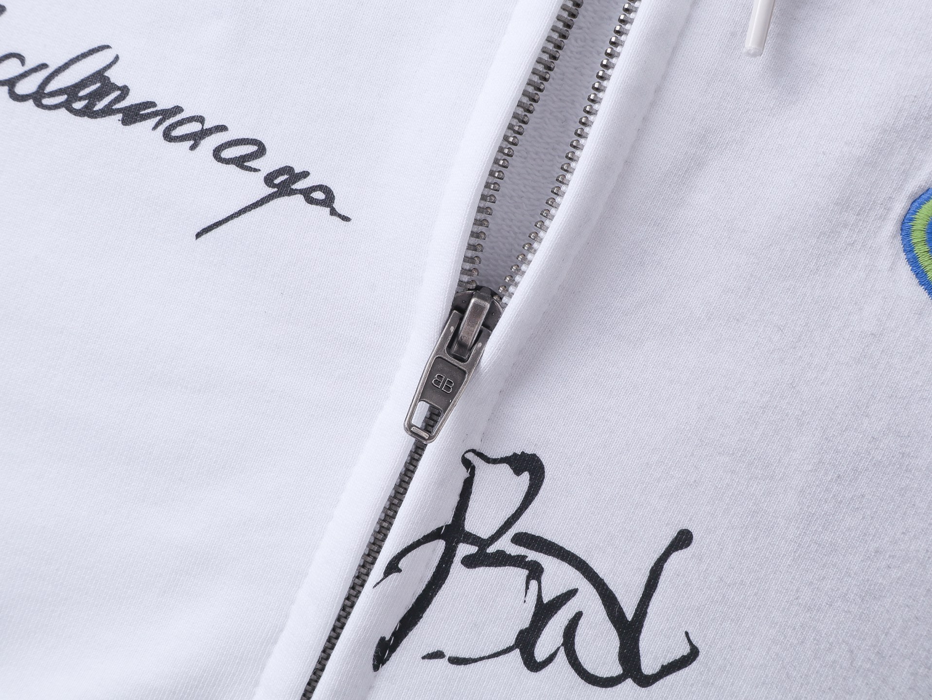 Balanciag@ Signature Print Hand-Painted Graffiti Cardigan Hoodie FW26