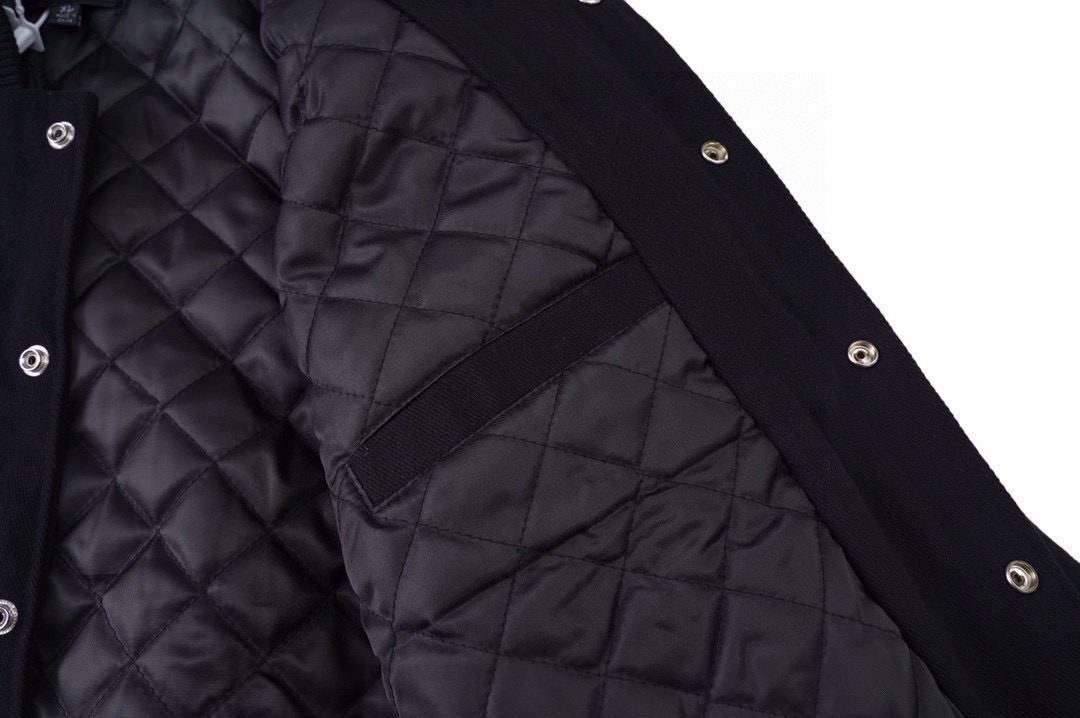 Stussy appliqué graphic print single-breasted logo stand-collar varsity jacket