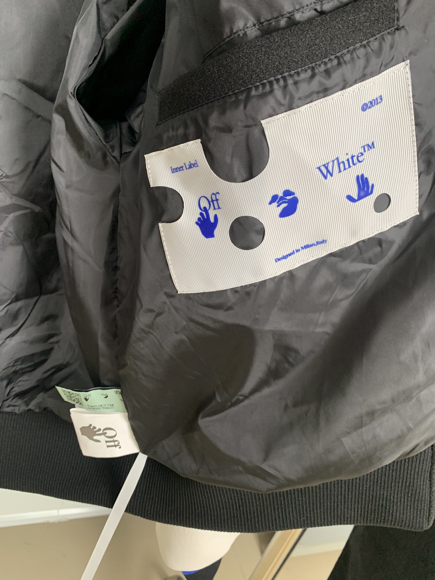 Off white Ow  Black/ivory bomber jacket