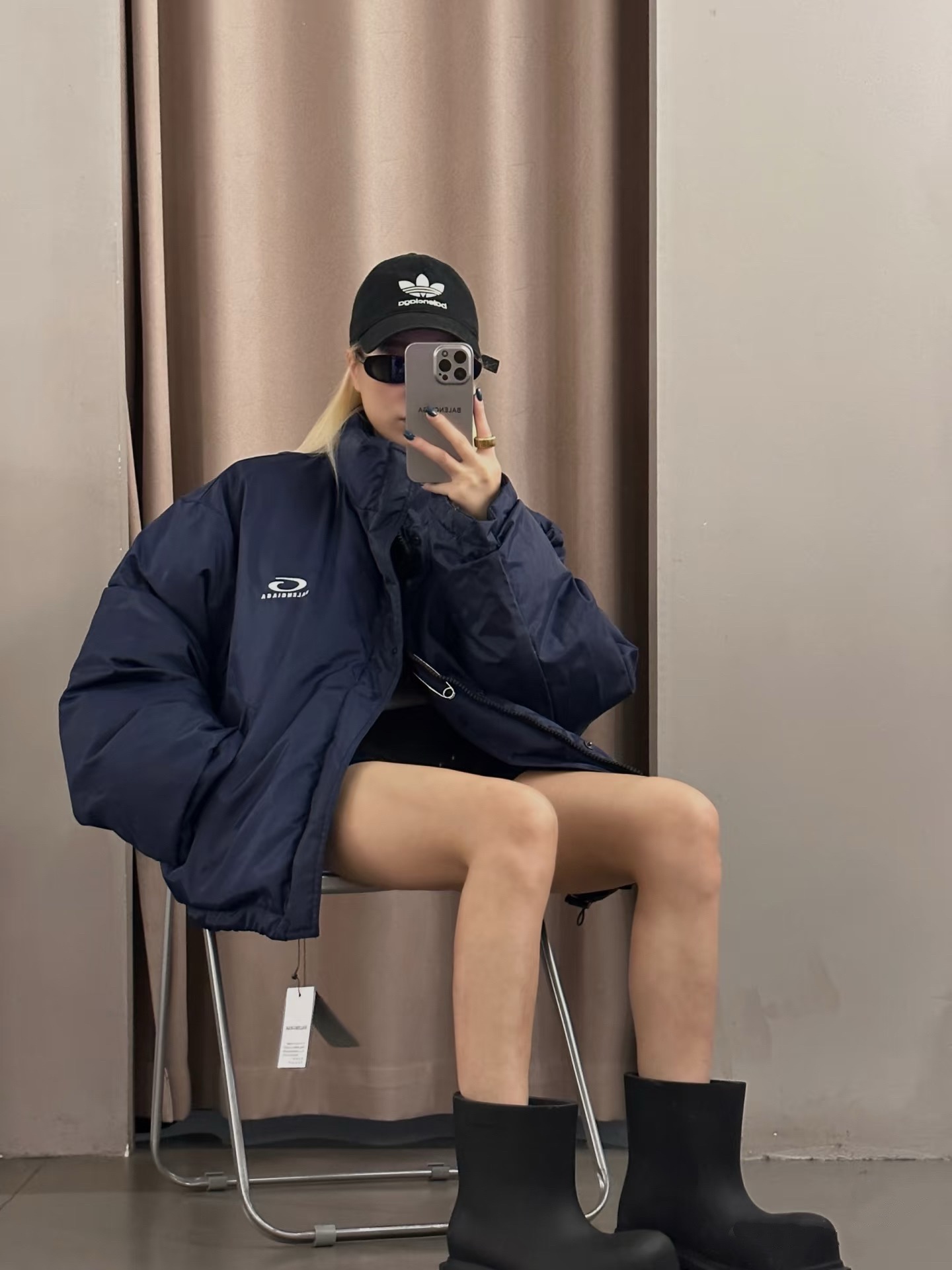 Balanciag@ Reversible Pin-Detail Down Jacket