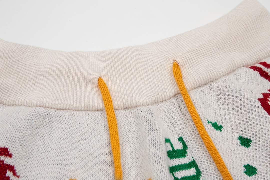 Rhud3 2023ss men's and women's same style cashew flower knitted shorts