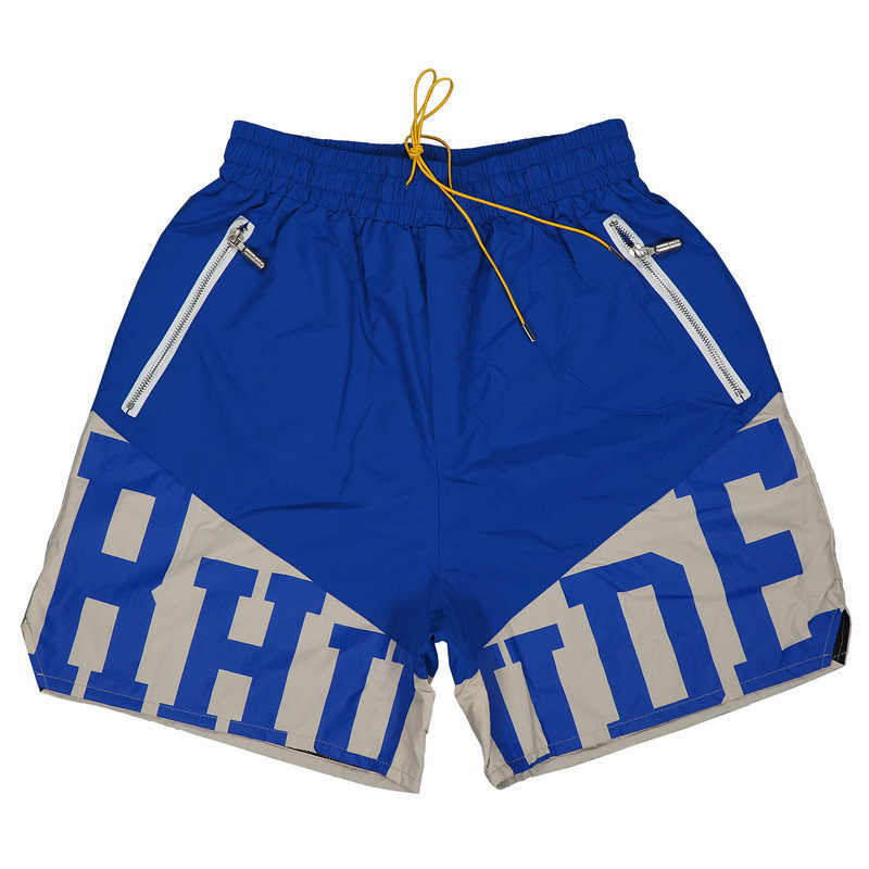 RHUDE Drawstring Elastic Casual Shorts �?Unisex Color-Block High-Street Beach Sports Shorts