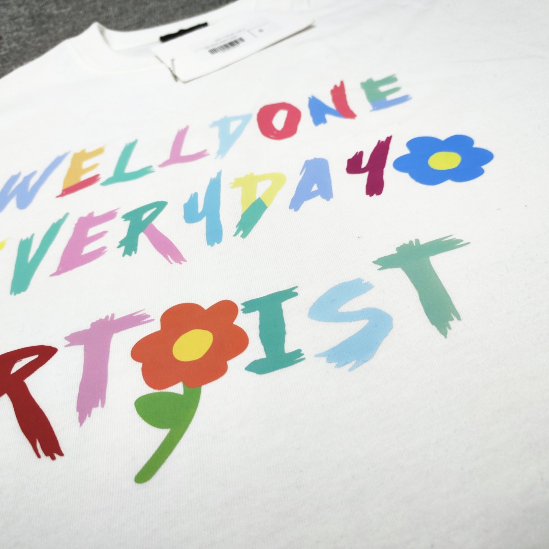 WE11D0NETRACK  New Colorful Hand-Painted Graffiti T-Shirt