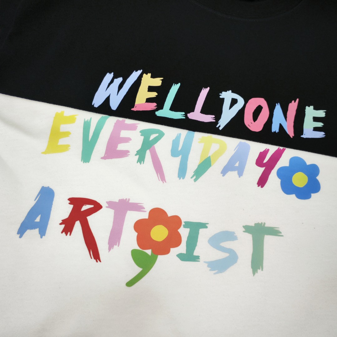 WE11D0NETRACK  New Colorful Hand-Painted Graffiti T-Shirt