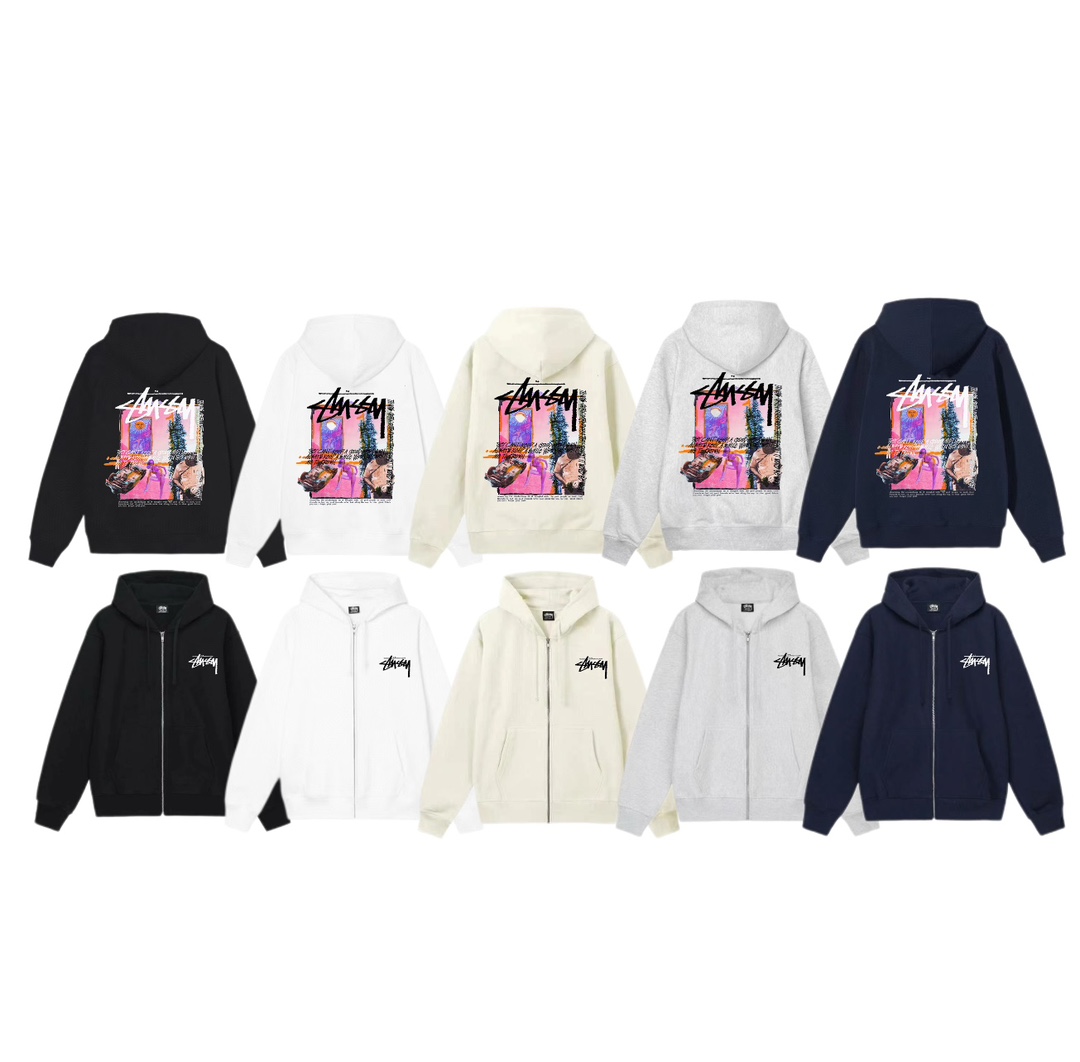 Stussy Daydream Graffiti Print  Zipper  Hoodie