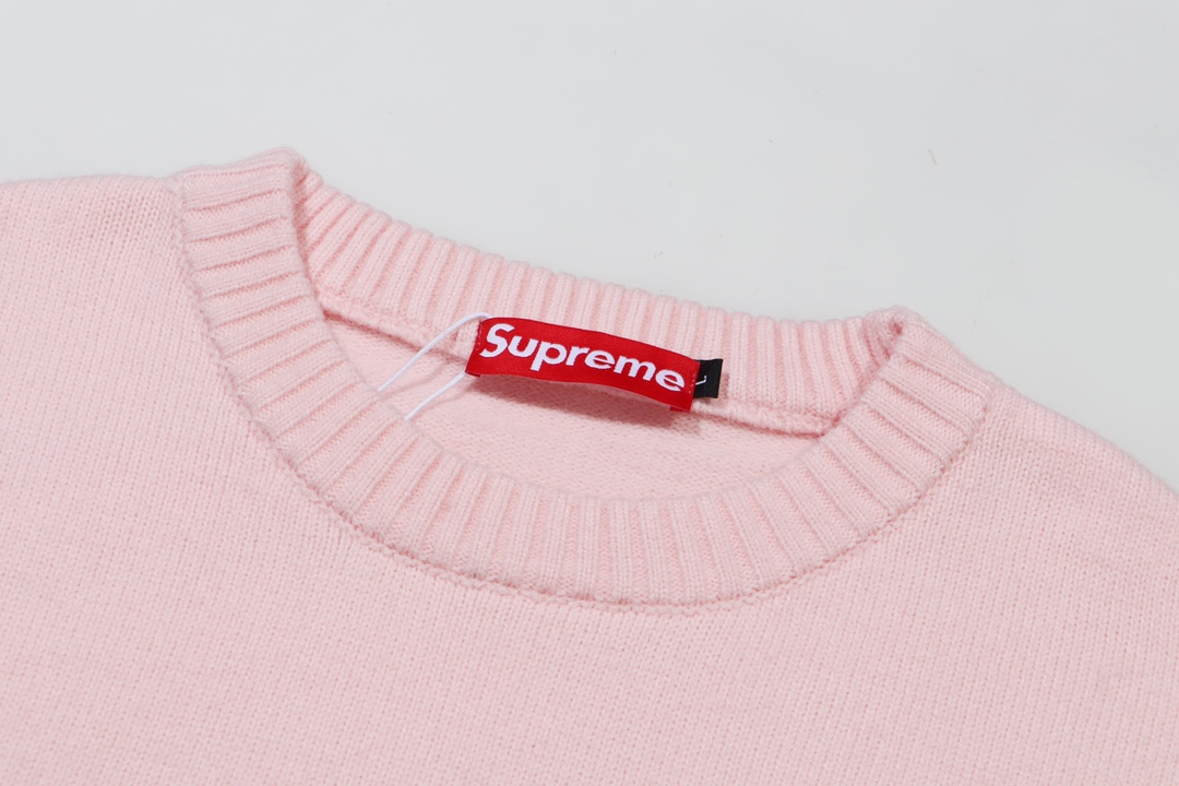 Supreme Embroidered Letter Logo Crewneck Wool Knit Sweater
