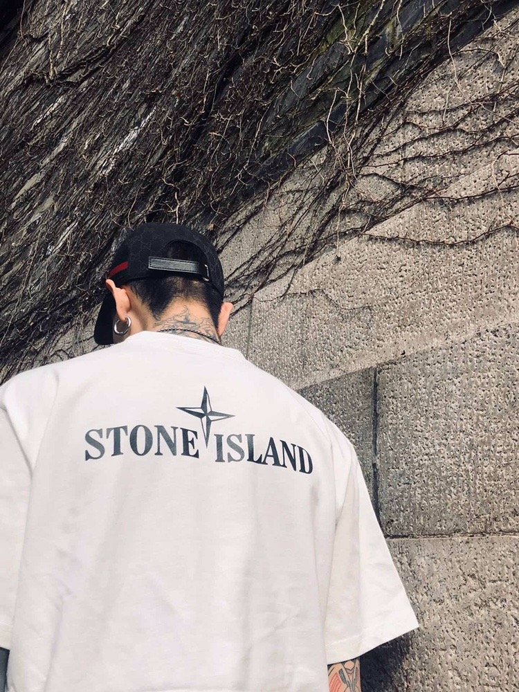 Stone island cross logo printing short sleeves