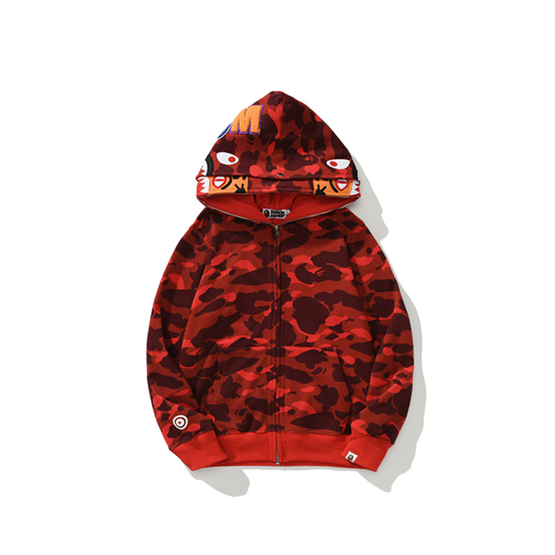 Bape Camo Tiger Shark Wide Full Zip Double Hoodie