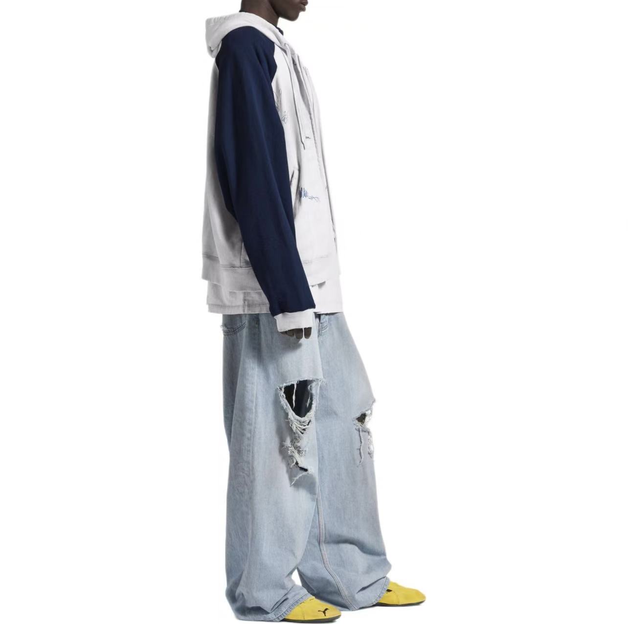 Balanciag@ Signature Print Hand-Painted Graffiti Cardigan Hoodie FW26