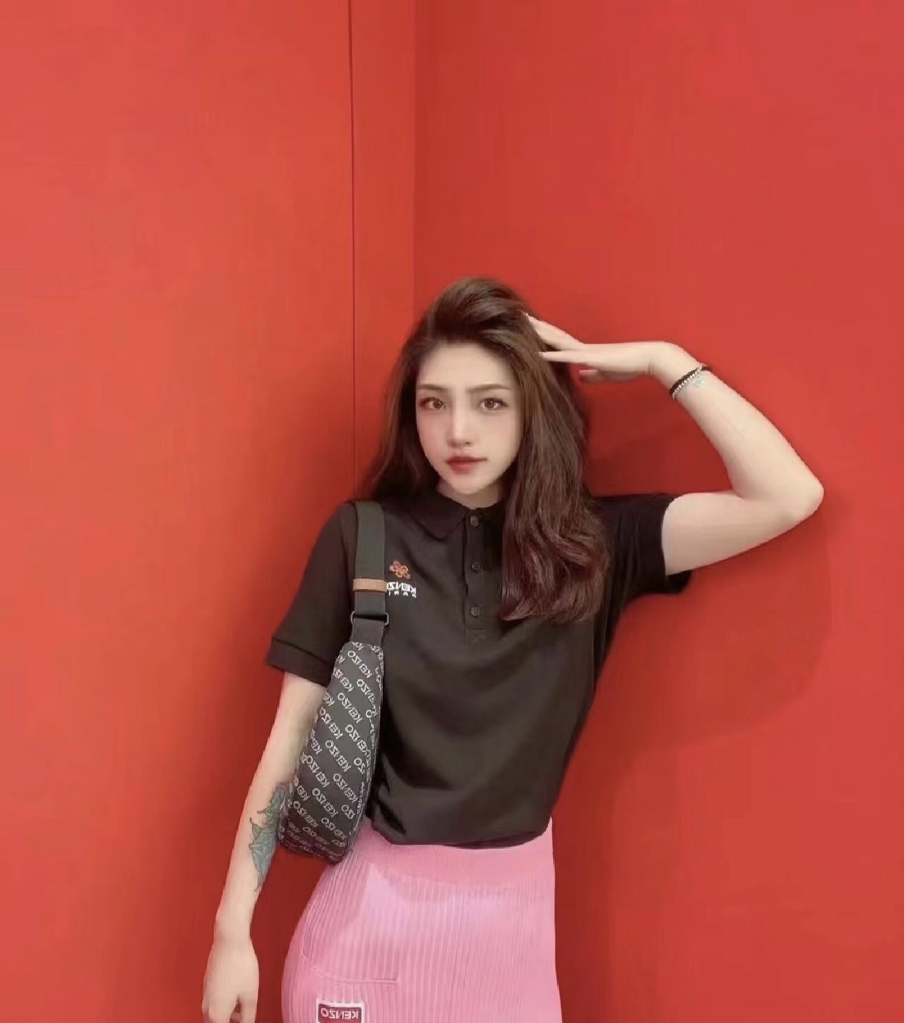 kenzo crabapple flower embroidery POLO short sleeves