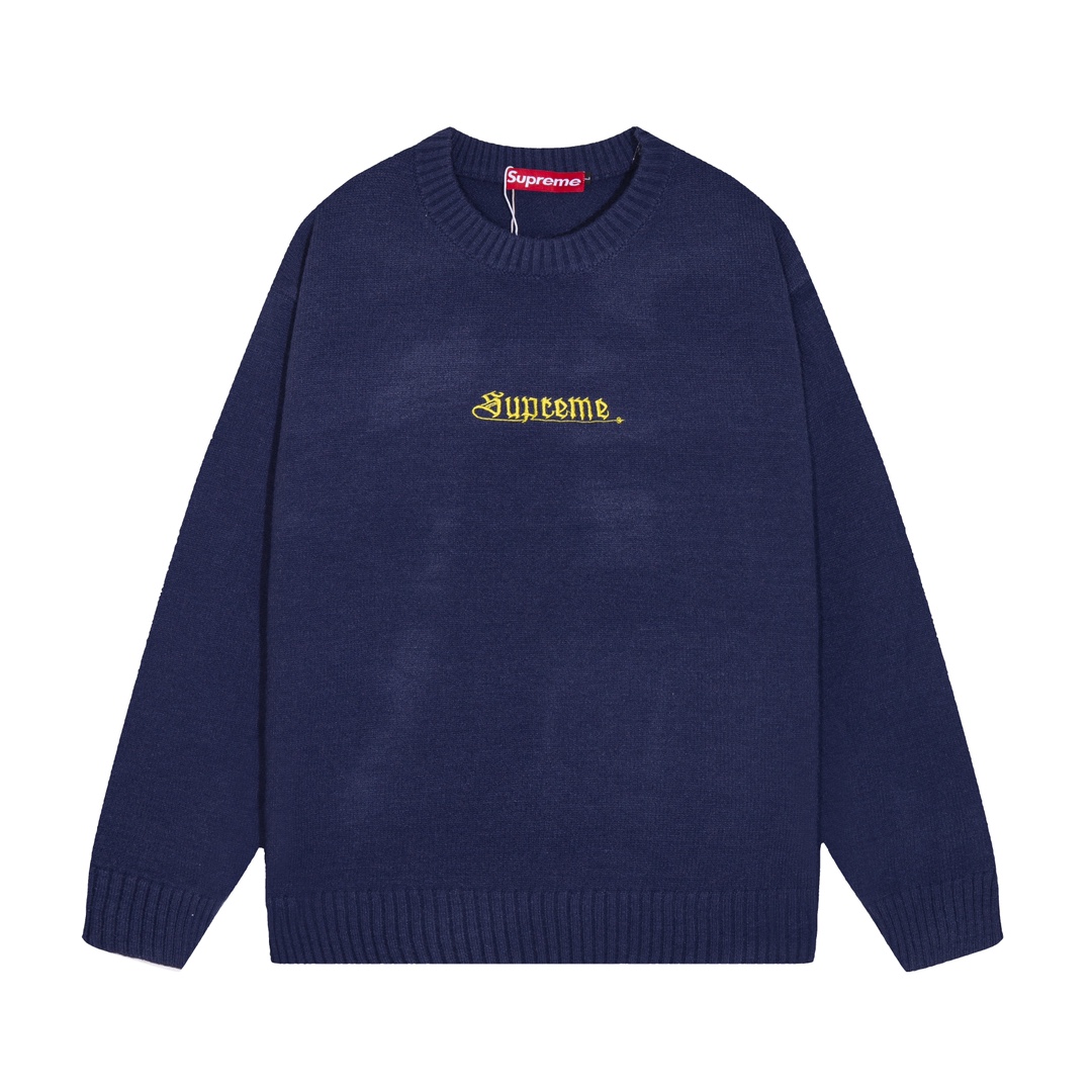 Supreme Embroidered Letter Logo Crewneck Wool Knit Sweater
