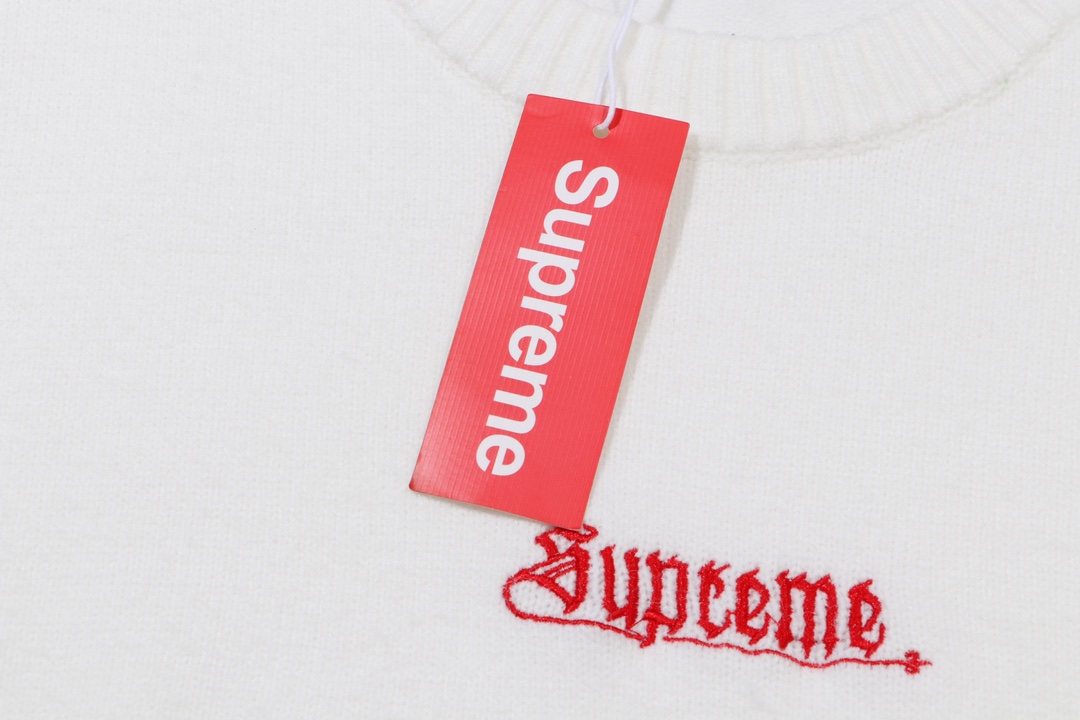 Supreme Embroidered Letter Logo Crewneck Wool Knit Sweater
