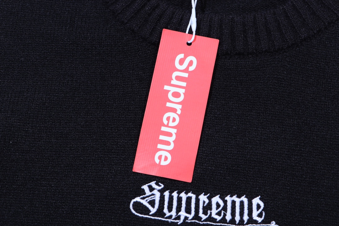Supreme Embroidered Letter Logo Crewneck Wool Knit Sweater
