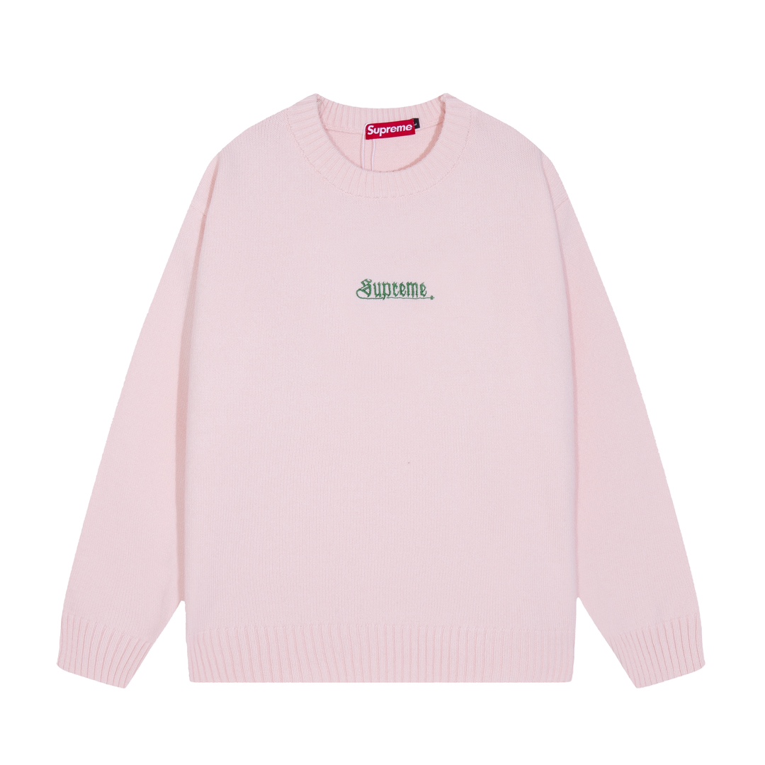 Supreme Embroidered Letter Logo Crewneck Wool Knit Sweater