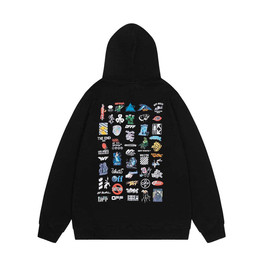 Off-White 24SS new multi-logo loose-fit hoodie