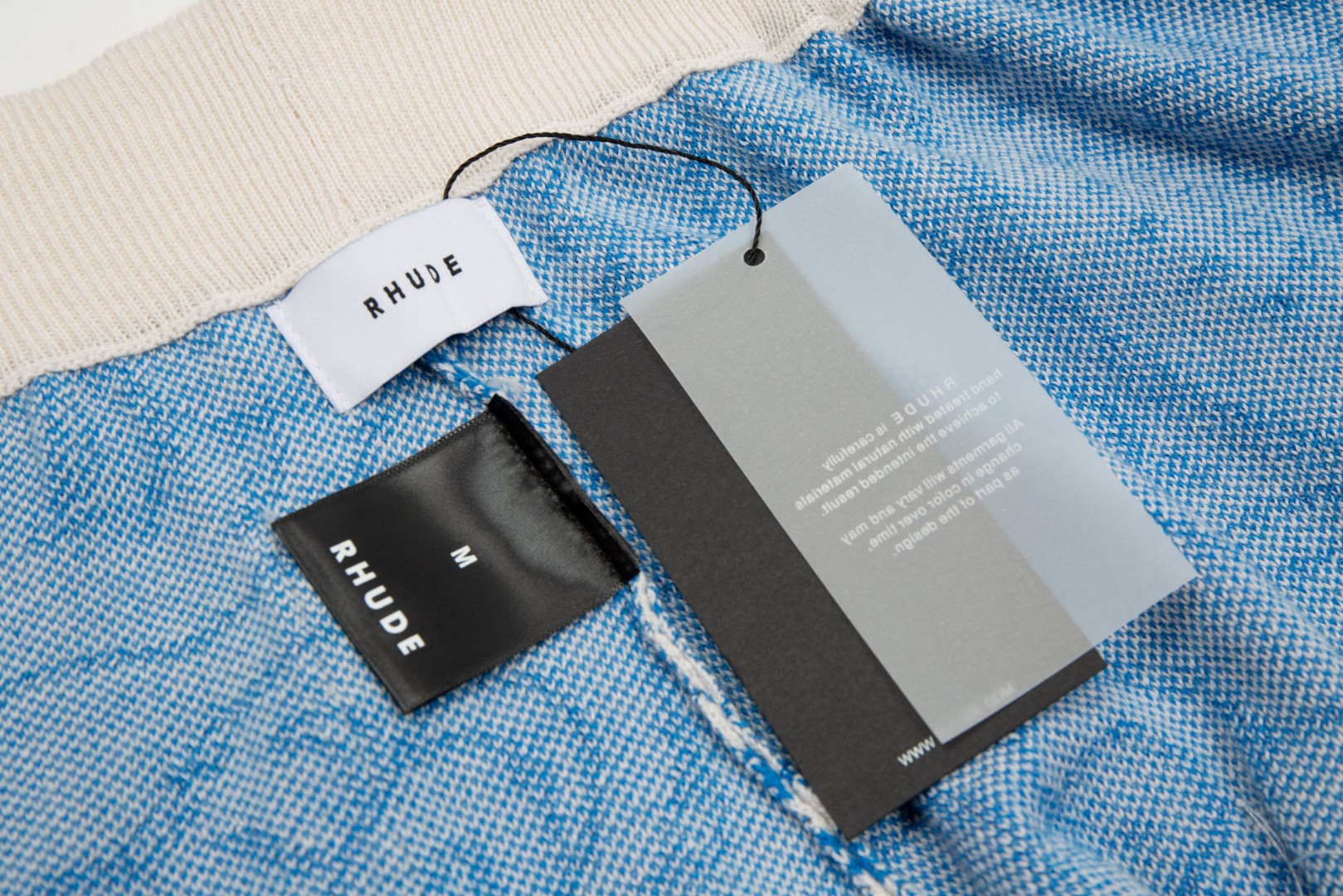 Rhud3 2023ss men's and women's identical Danube blue knitted shorts