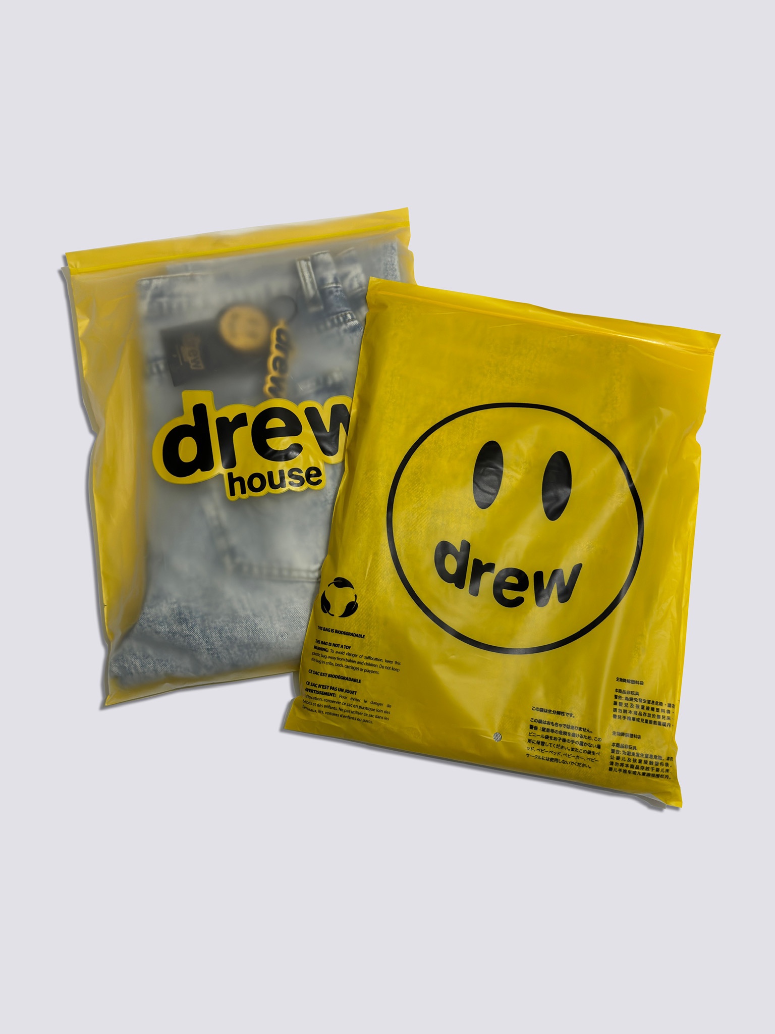 Drew House Smiley Face Digital Picture Sticker Stitching Jeans