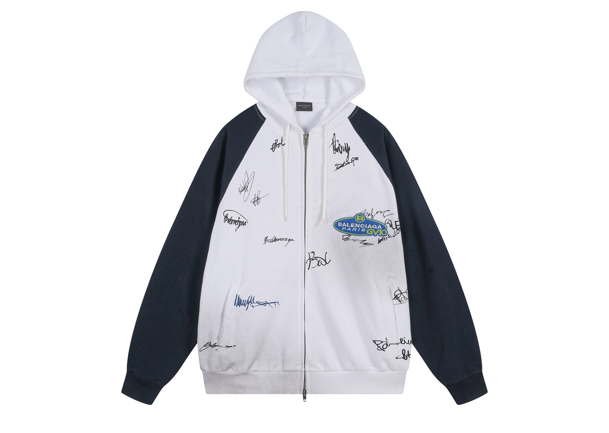Balanciag@ Signature Print Hand-Painted Graffiti Cardigan Hoodie FW26
