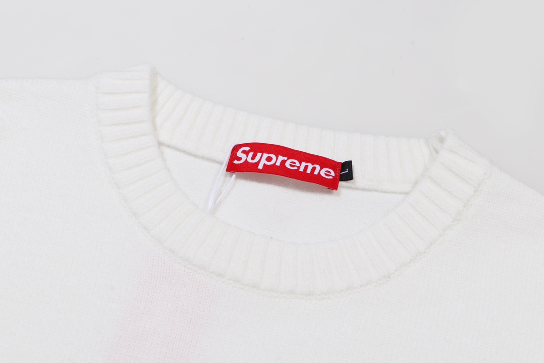 Supreme Embroidered Letter Logo Crewneck Wool Knit Sweater