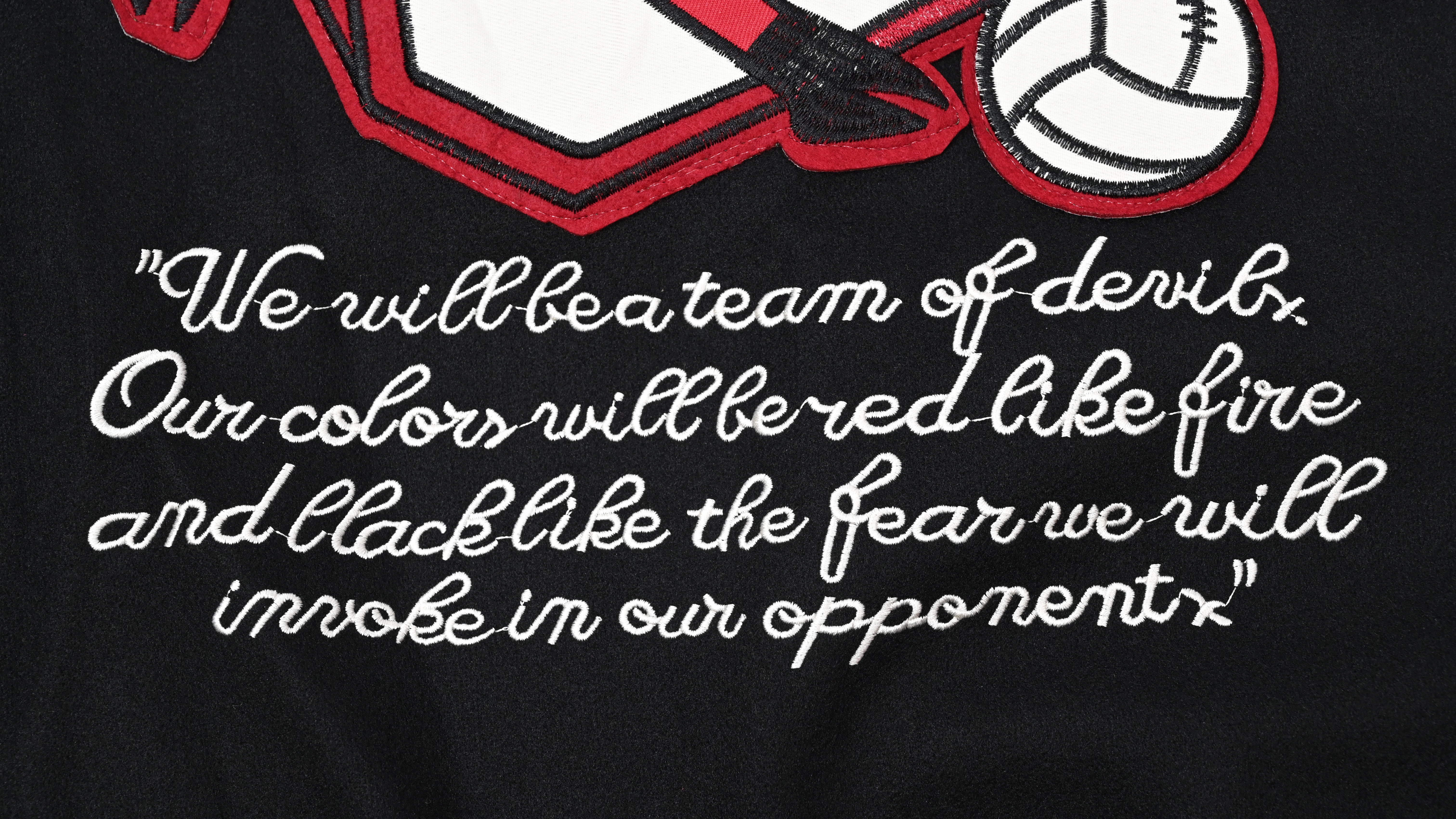 QEWBG Embroidered Devil Pattern Baseball Jacket