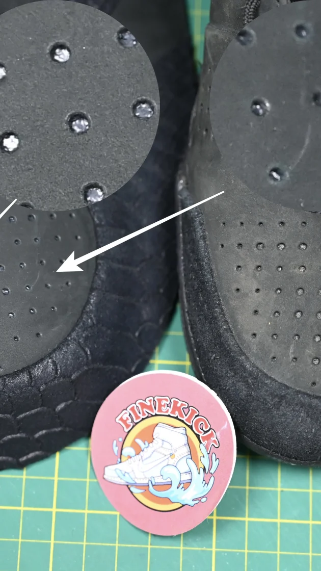 Extreme restoration: In our pursuit of excellence, we carefully studied the upper of the Kobe 4 Protro 'Black Mamba', paying special attention to the different diameters of the hole arrangement.