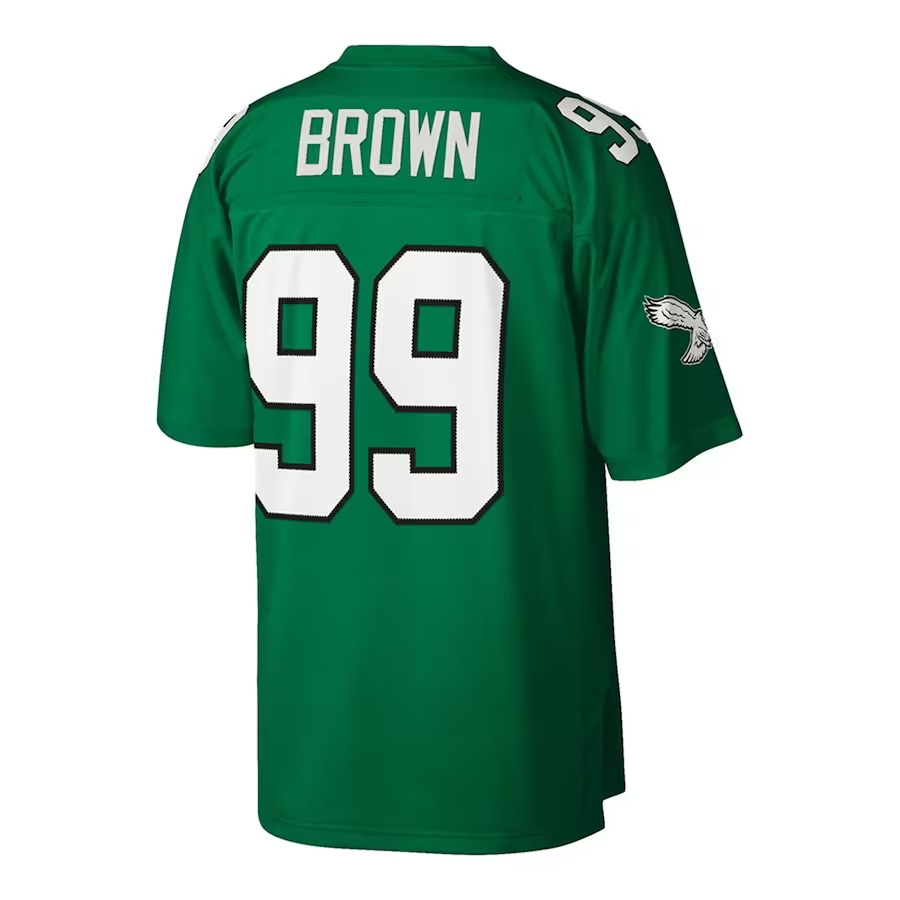 Mitchell & Ness Jerome Brown Philadelphia Eagles Kelly Green Big & Tall 1990 Retired Player Replica Jersey