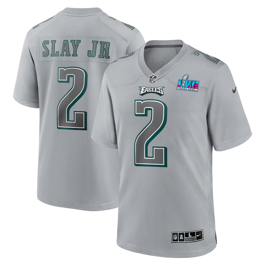 Nike Darius Slay Jr. Philadelphia Eagles Gray Super Bowl LVII Patch Atmosphere Fashion Game Jersey