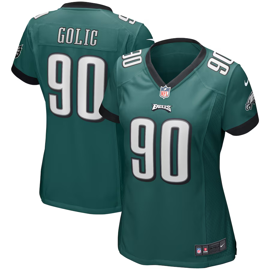 Nike Mike Golic Philadelphia Eagles Women's Midnight Green Game Retired Player Jersey