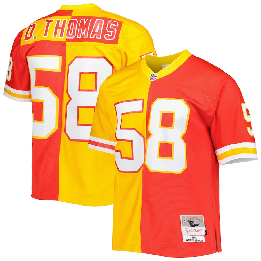 Mitchell & Ness Derrick Thomas Kansas City Chiefs Red_Gold 1994 Split Legacy Replica Jersey