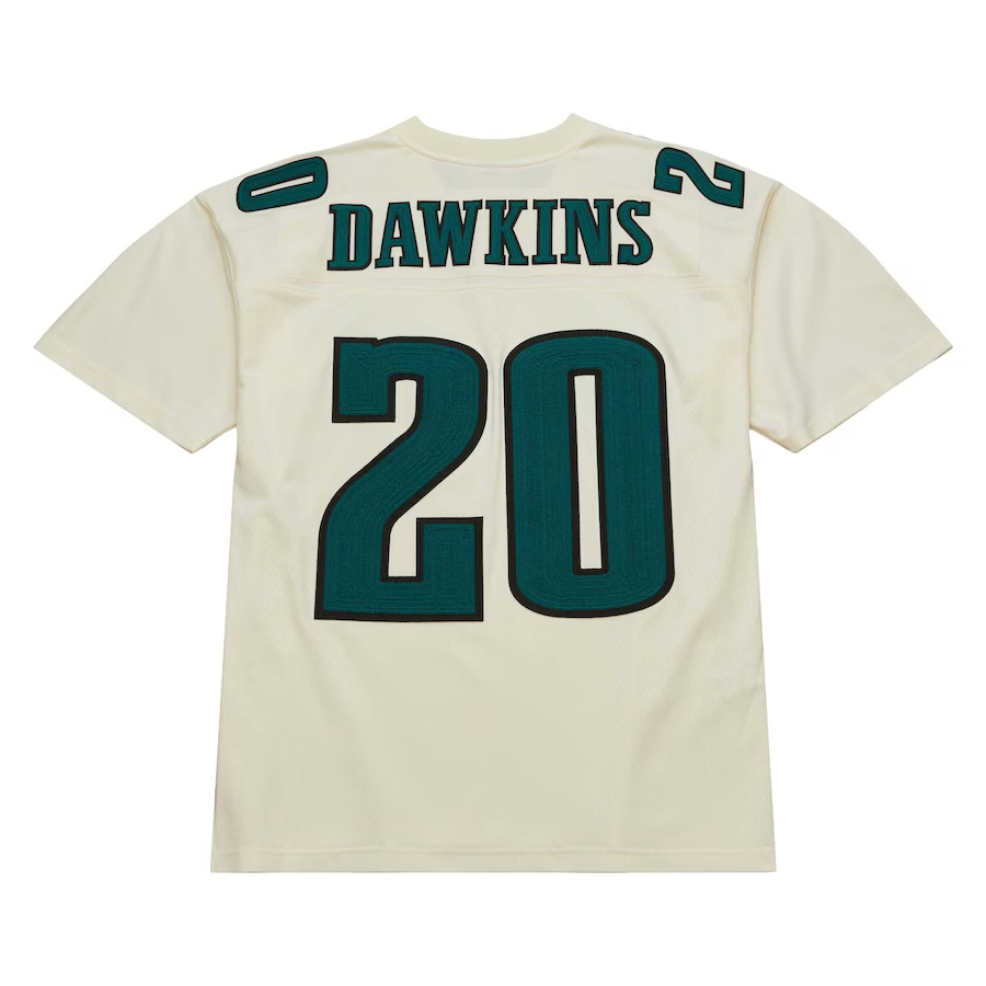 Mitchell & Ness Brian Dawkins Philadelphia Eagles Cream Chainstitch Legacy Jersey
