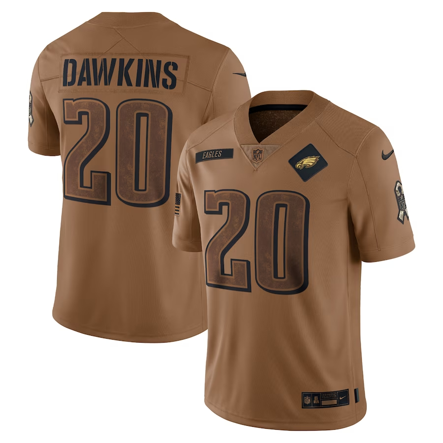 Nike Brian Dawkins Philadelphia Eagles Brown 2023 Salute To Service Retired Player Limited Jersey