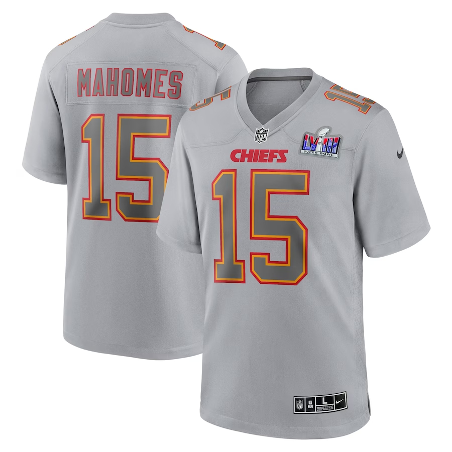 Nike Patrick Mahomes Kansas City Chiefs Gray Super Bowl LVIII Atmosphere Fashion Game Jersey