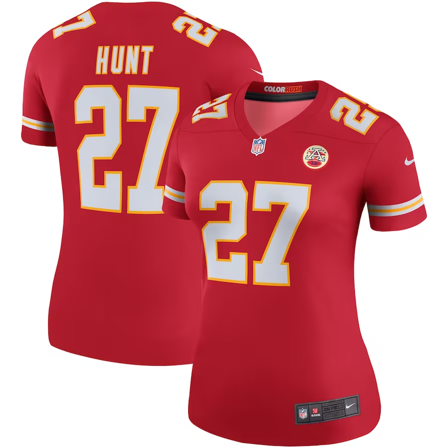 Nike Kareem Hunt Kansas City Chiefs Women's Red Color Rush Legend Player Jersey