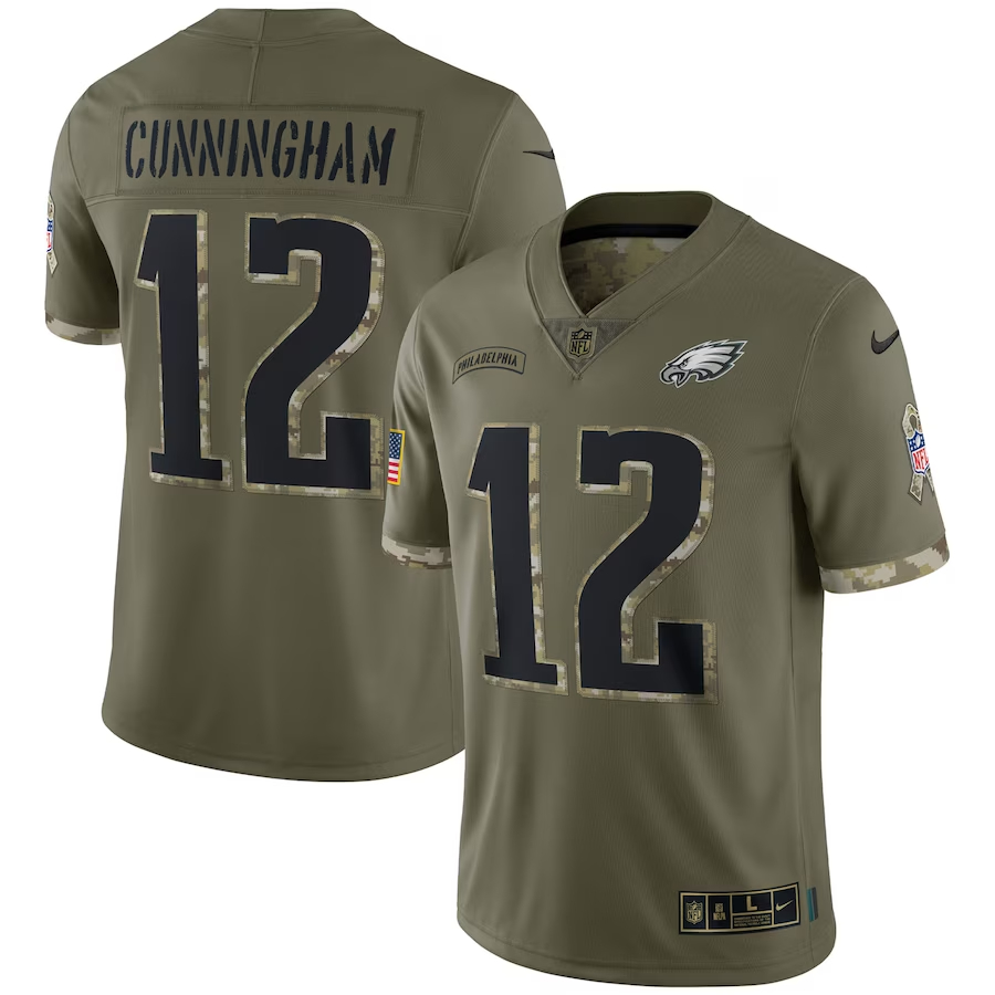 Nike Randall Cunningham Philadelphia Eagles Olive 2022 Salute To Service Retired Player Limited Jersey