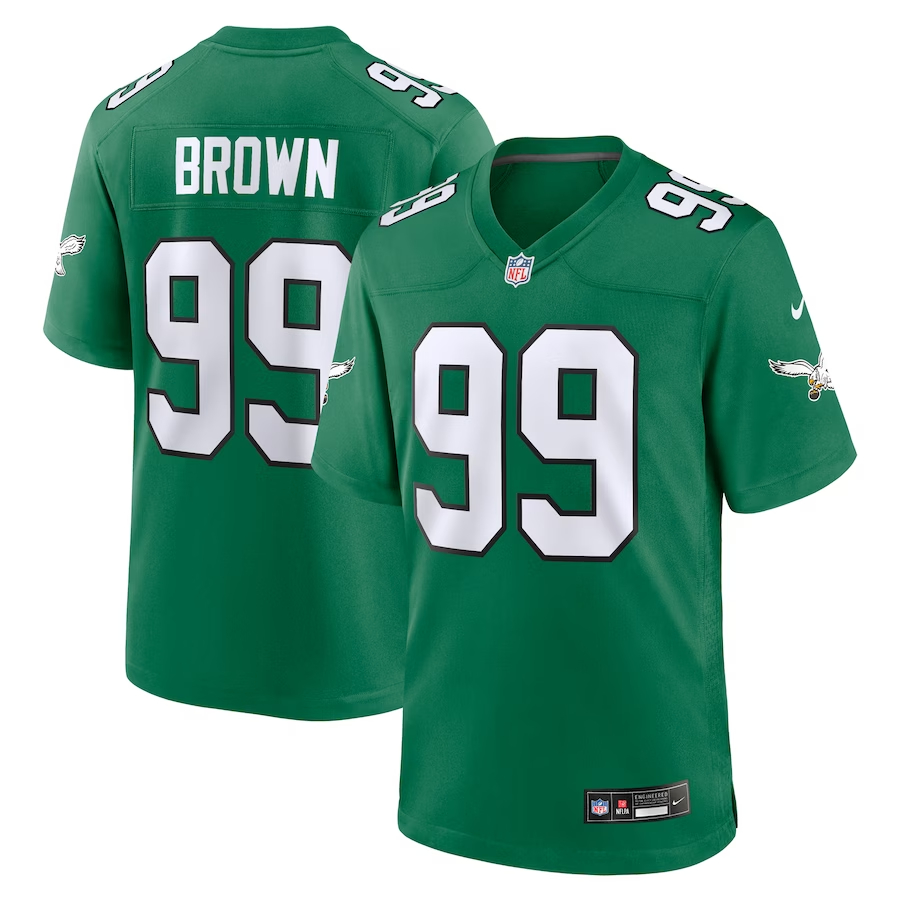 Nike Jerome Brown Philadelphia Eagles Kelly Green Alternate Game Jersey
