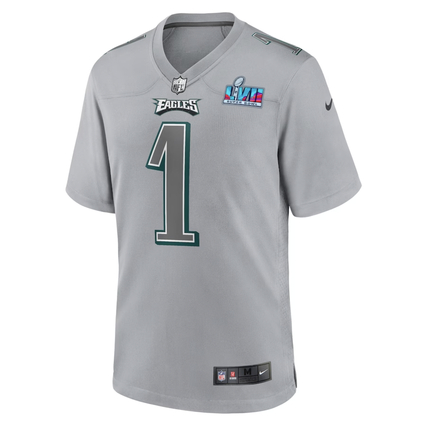 Nike Jalen Hurts Philadelphia Eagles Youth Gray Super Bowl LVII Patch Atmosphere Fashion Game Jersey