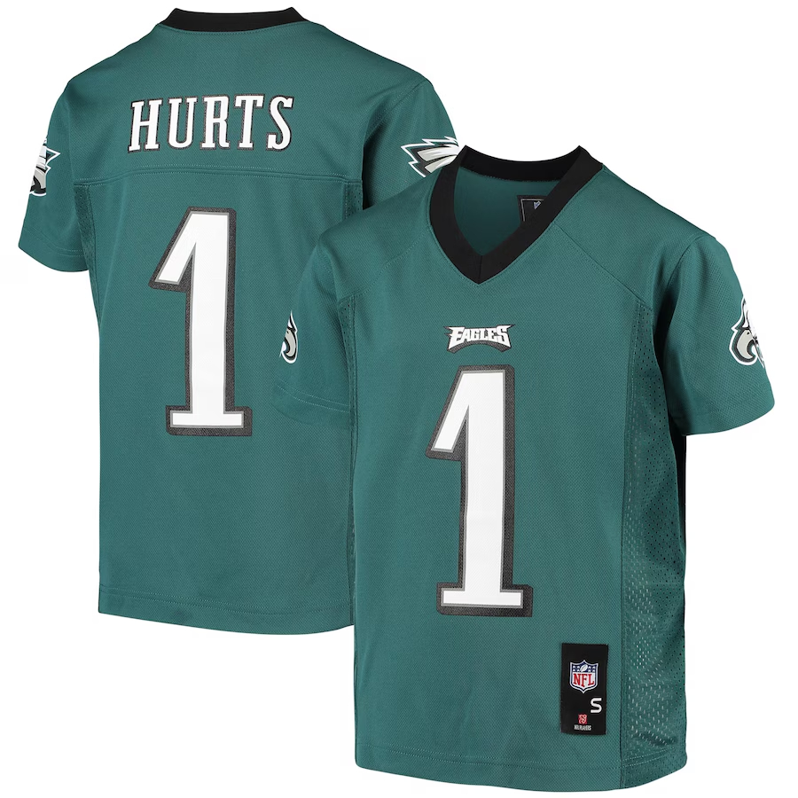 Jalen Hurts Philadelphia Eagles Youth Green Replica Player Jersey