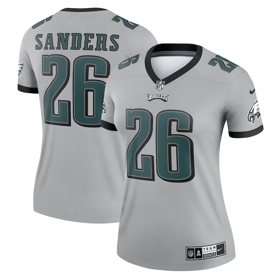 Nike Miles Sanders Philadelphia Eagles Women's Silver Inverted Legend Jersey