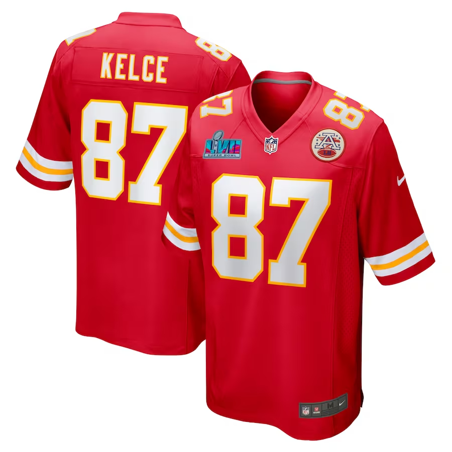 Nike Travis Kelce Kansas City Chiefs Red Super Bowl LVII (2022 Season) Patch Game Jersey