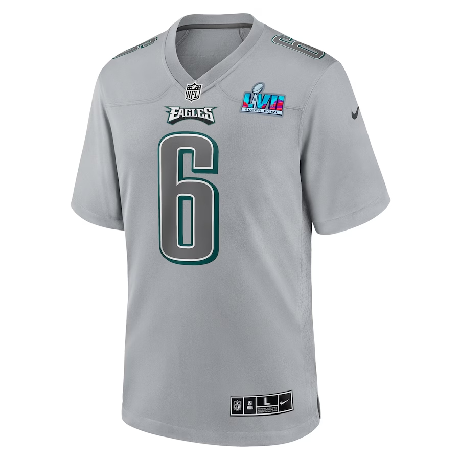 Nike DeVonta Smith Philadelphia Eagles Gray Super Bowl LVII Patch Atmosphere Fashion Game Jersey