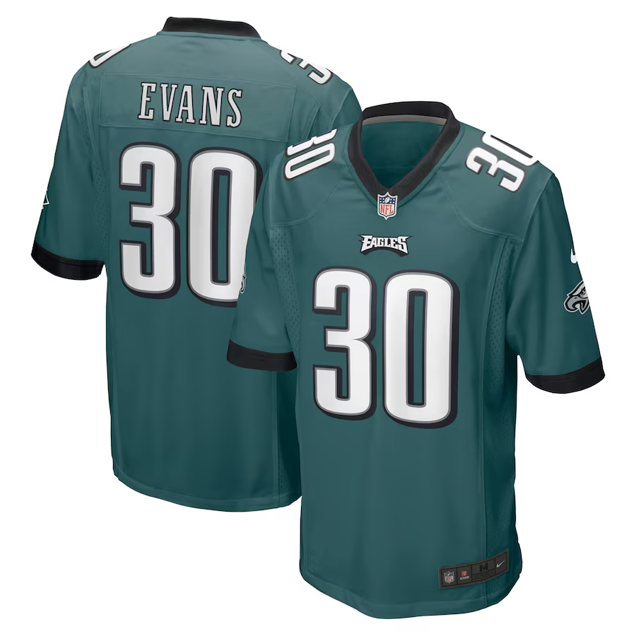 Nike Justin Evans Philadelphia Eagles Midnight Green Game Player Jersey